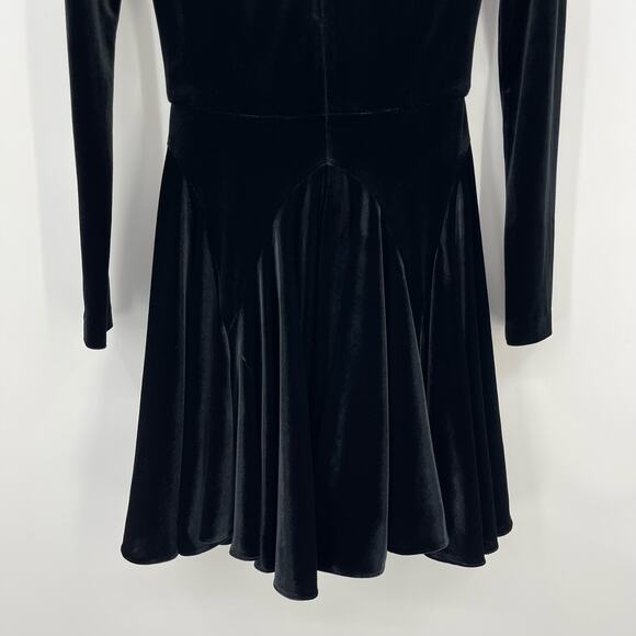 SELMACILEK | Black Velvet Skater Dress Skirt Long Sleeve Mini S - Picture 11 of 13